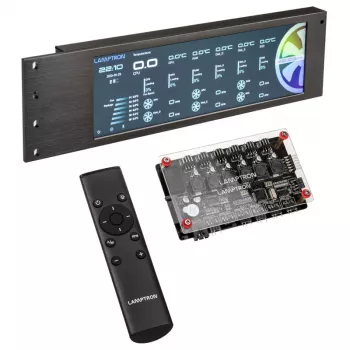 Lamptron CU135 ventilaatorikontroller + RGB-kontroller koos ekraaniga, ARGB - must