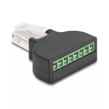 DeLOCK 90654 kaabelsoo vahetaja RJ45 8 kontaktiga klemmiplokk Must