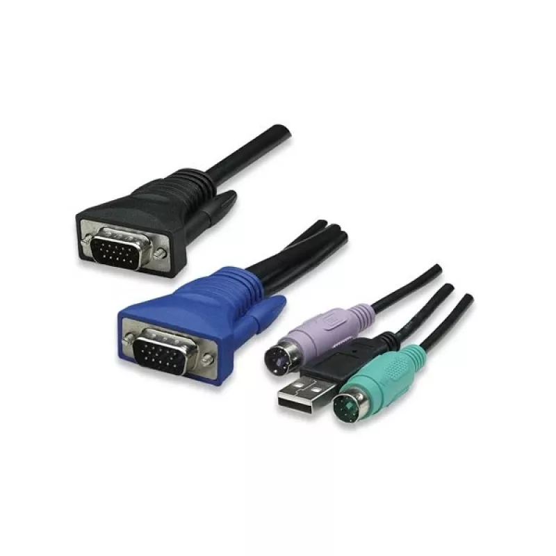 Intellinet 8-pordiline riiulisse paigaldatav KVM-lüliti, Combo USB + PS/2, ekraanikuva, kaablid kaasas (Euro 2-pin pistik)