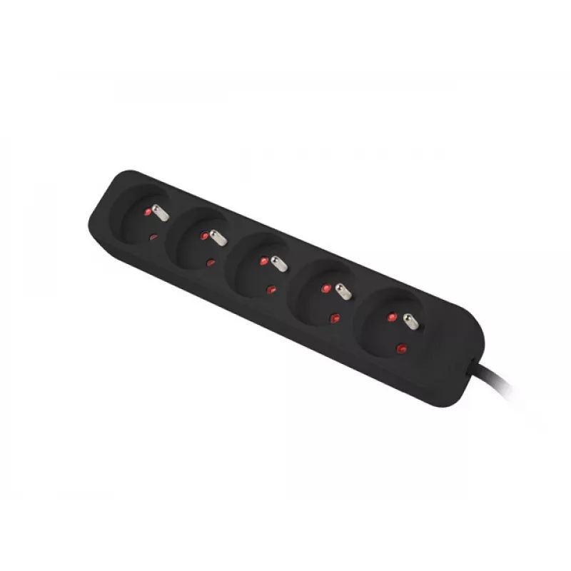 Lanberg PS0-05E-0300-BK pikendusjuhe 3 m, 5 AC-väljundit, sisetingimustele, must (PS0-05E-0300-BK)