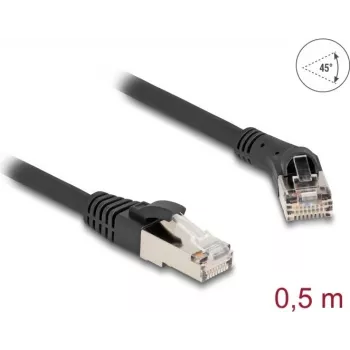 Võrgukaabel DeLOCK RJ45 Cat.8.1 45° paremnurkne pistik sirgele pistikule 0,5 m must