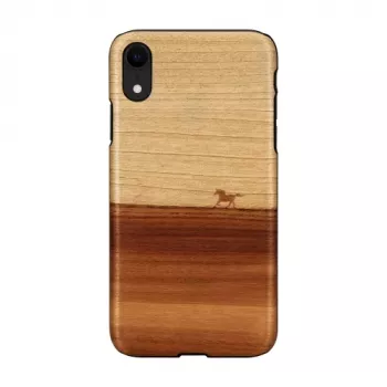 Man and wood telefonikott iPhone XR-ile — must, kaitsev pehme ümbris