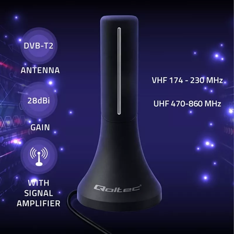 Televisiooniantenn QOLTEC TV DVB-T/T2 Qoltec (sisetingimustes/välistingimustes) mudel 57065