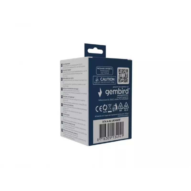 Toiteadapter GEMBIRD A-AC-UKMINTF — UK tüüpi G pistik IEC C13 sisendisse, 15A