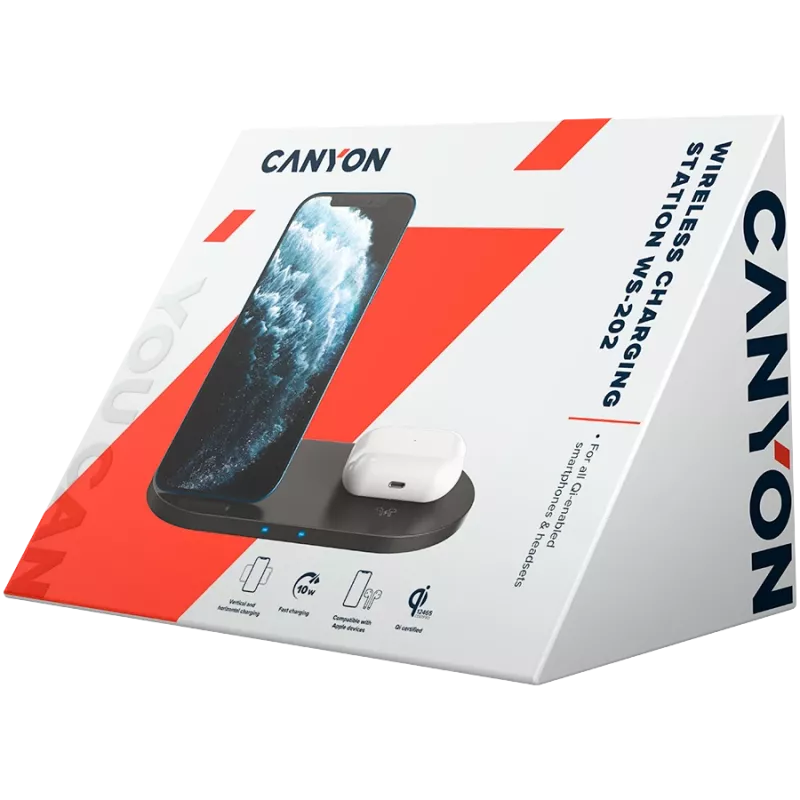 Charger Wireless Dock 2in1 QI 10W/USB-C/LED must