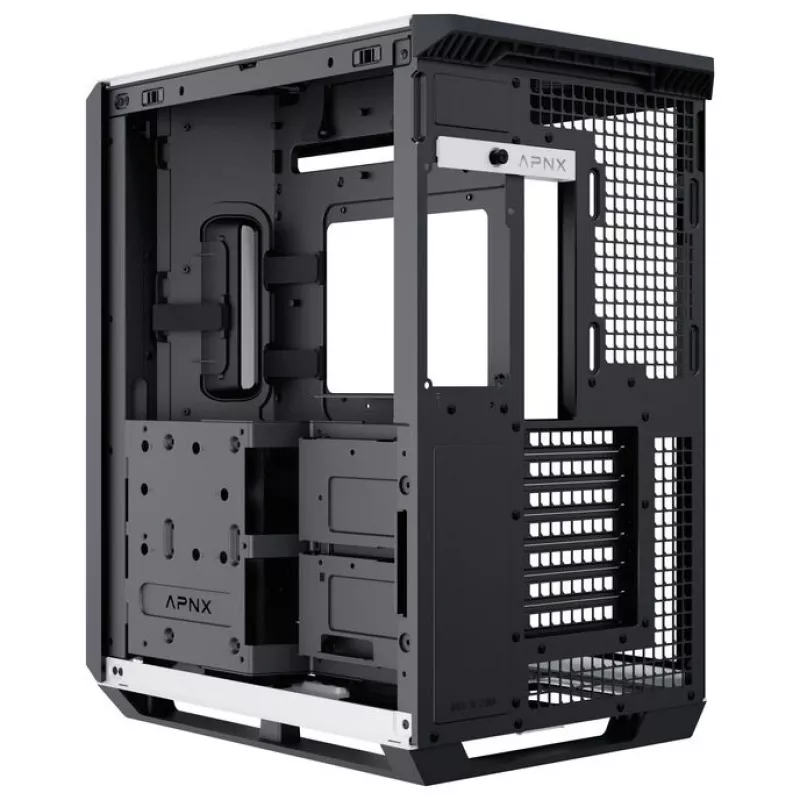 PC Case APNX V1, Midi-Tower, ATX, must / valge