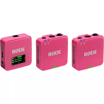 Juhtmevaba mikrofon RODE Wireless GO III Pink — kompaktne kahe kanaliga saatja ja vastuvõtja süsteem