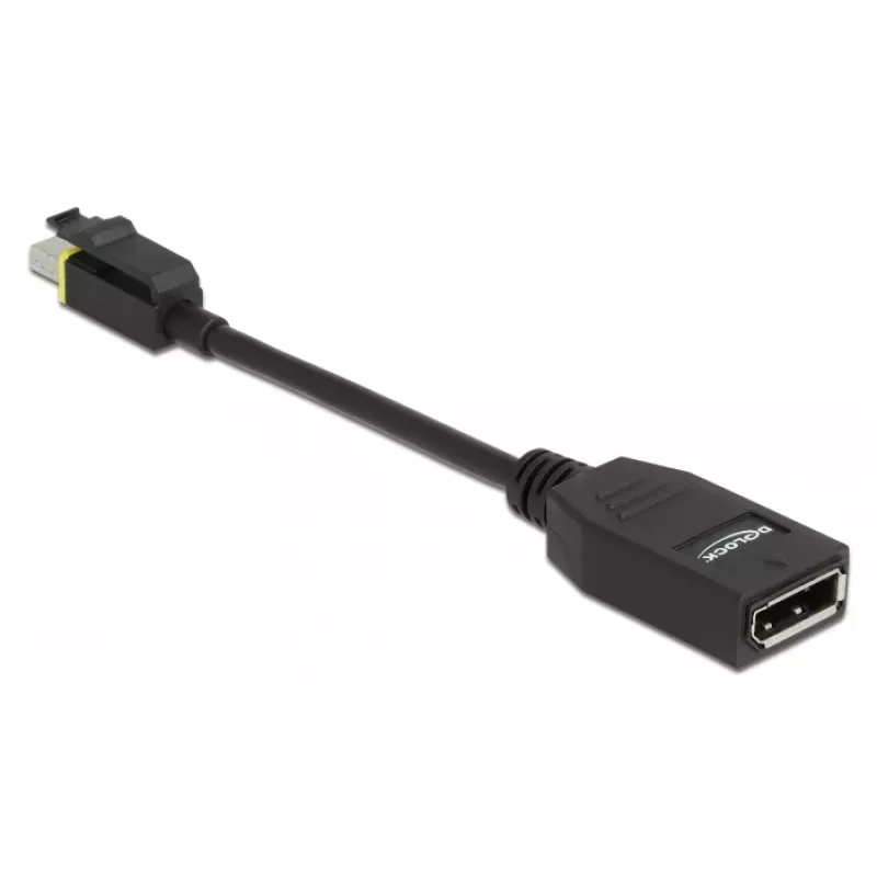 DeLOCK - DisplayPort-adapter - Mini DisplayPort (M) lukustusega DisplayPort (W) - DisplayPort 1,4 - 15cm - Halogeenivaba, 8K tugi - Must (65978)