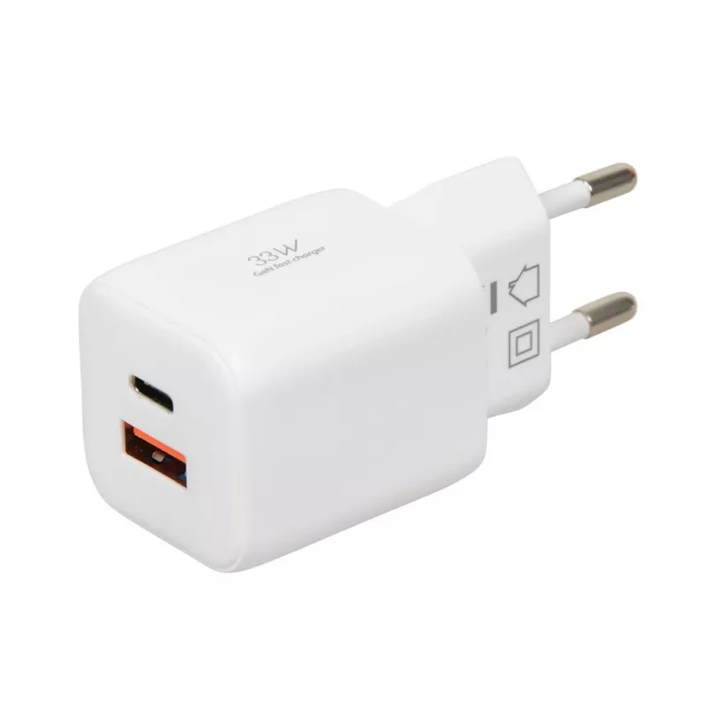 USB-laadija IBOX ILUC42W 42W (maks 33W), 1×USB-C PD3.0, 1×USB-A QC3.0, 100–240V, valge