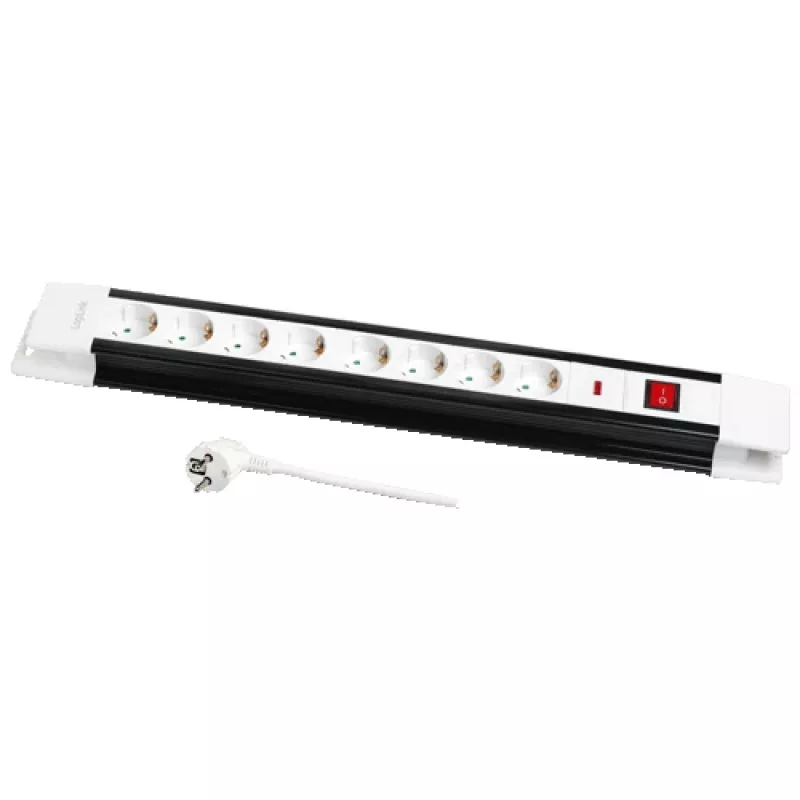 Pikendusjuhe LogiLink LPS207 3m 8 vahelduvvoolu pistikupesa must valge