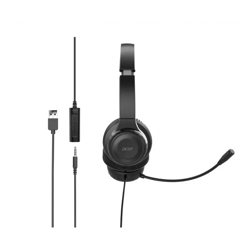 Juhtmega kontoripeakomplekt Acer AHW154 — stereo, 3,5 mm pesa, vastupidav disain