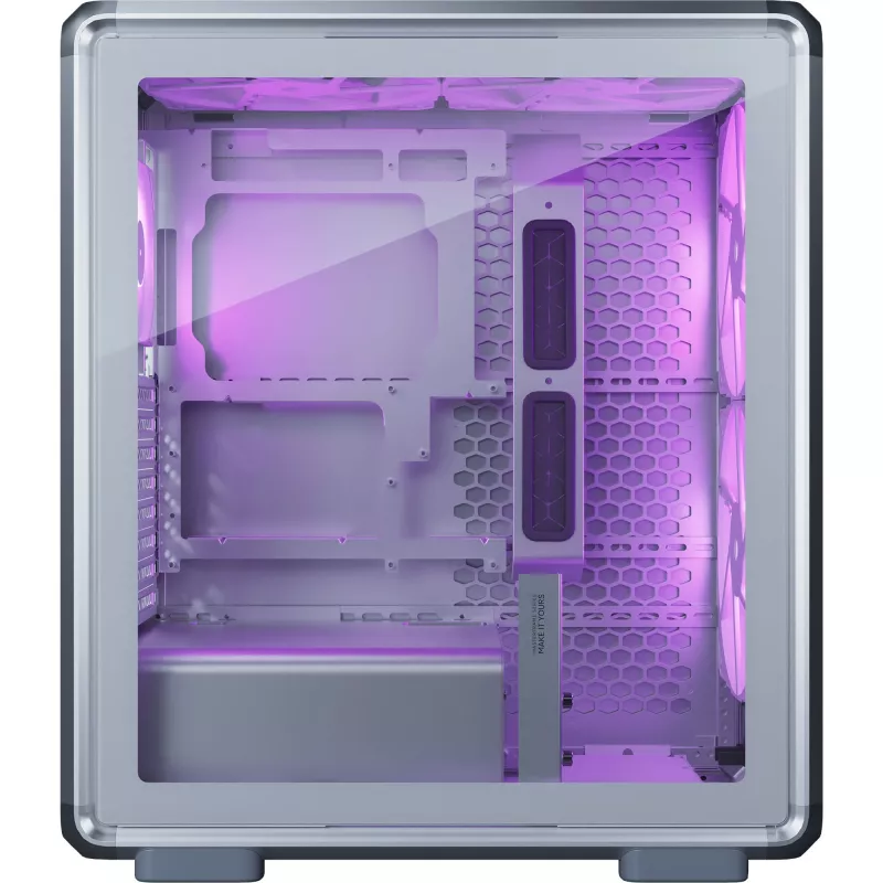 PC Midi Tower Cooler Master MasterFrame 500 Mesh — Must läbipaistva küljega, toetab ATX PSU-d, 2x200 mm ees + 1x120 mm taga, 2,5 tolli/3,5 tolli kettad