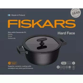 Keraamiline pott Fiskars HARD FACE 5 L kaanega, mittenakkuva kattega