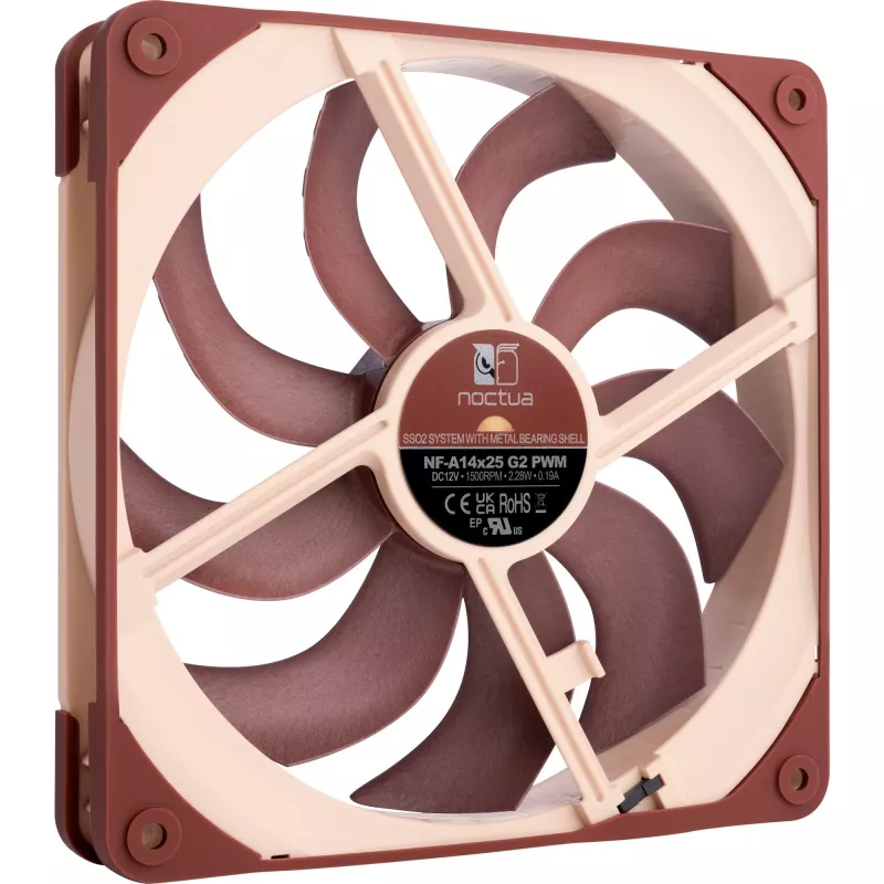 Ventilaator Noctua NF-A14x25 G2 PWM 140 mm 1500 RPM SSO2 laager 4-kontaktiline PWM Beež