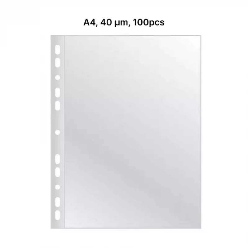 AD Class PUNCHED POCKET Cristal Clear A4 40 micr., pakk 100 tk