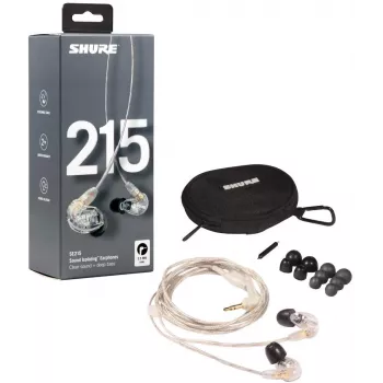 Shure SE215 Pro juhtmega kõrvaklapid lavale/studiosse, läbipaistev