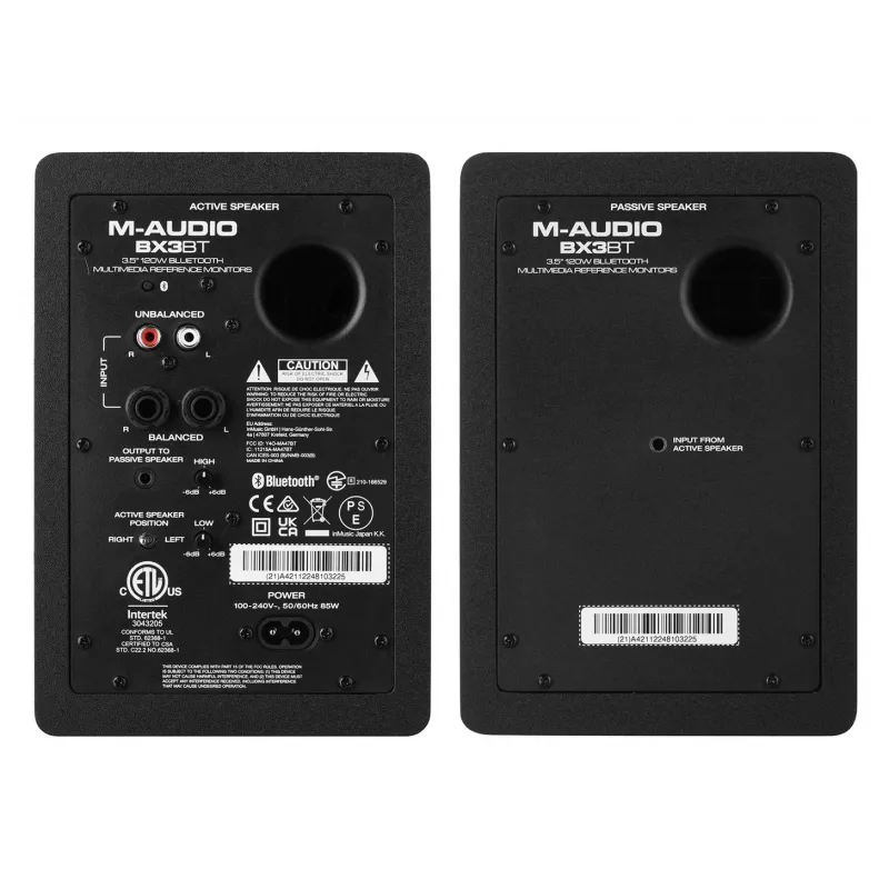 Stuudio lähimonitorikõlarid M-Audio BX3 Pair BT Bluetooth juhtmevaba ühendus, aktiivsed 3-tollised bassikõlarid