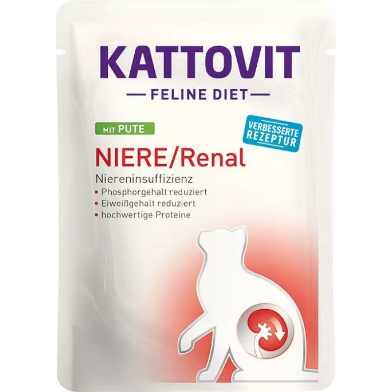 Märg kassitoit KATTOVIT Niere/Renal 85 g kotike — 12 x 85 g, linnuliha (veiseliha, kana, part, kalkun) täiskasvanud kassidele neerupuudulikkusega