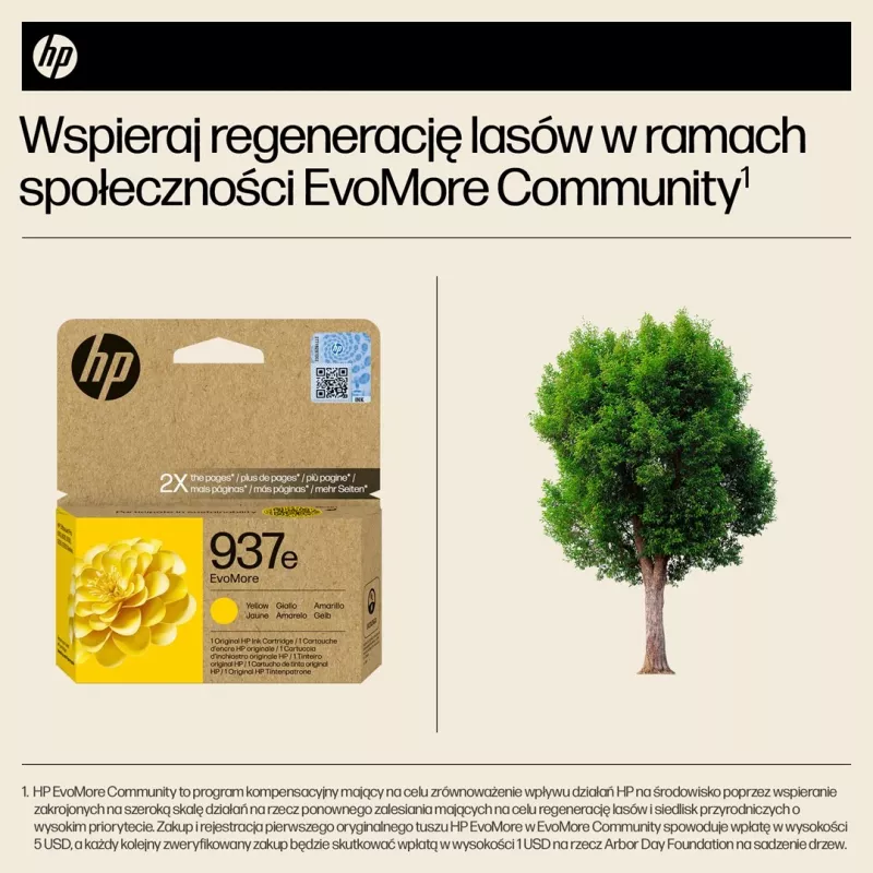 HP 937e EvoMore Kollane Originaal Tindikassett