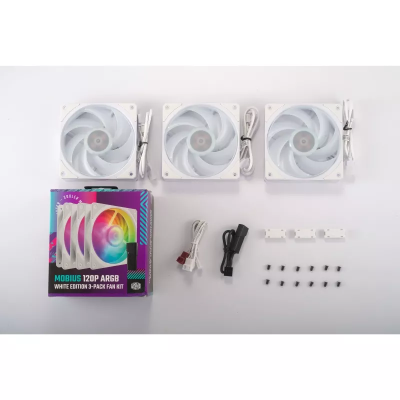 COOLER MASTER Mobius 120P ARGB 120mm valge 3-pakk