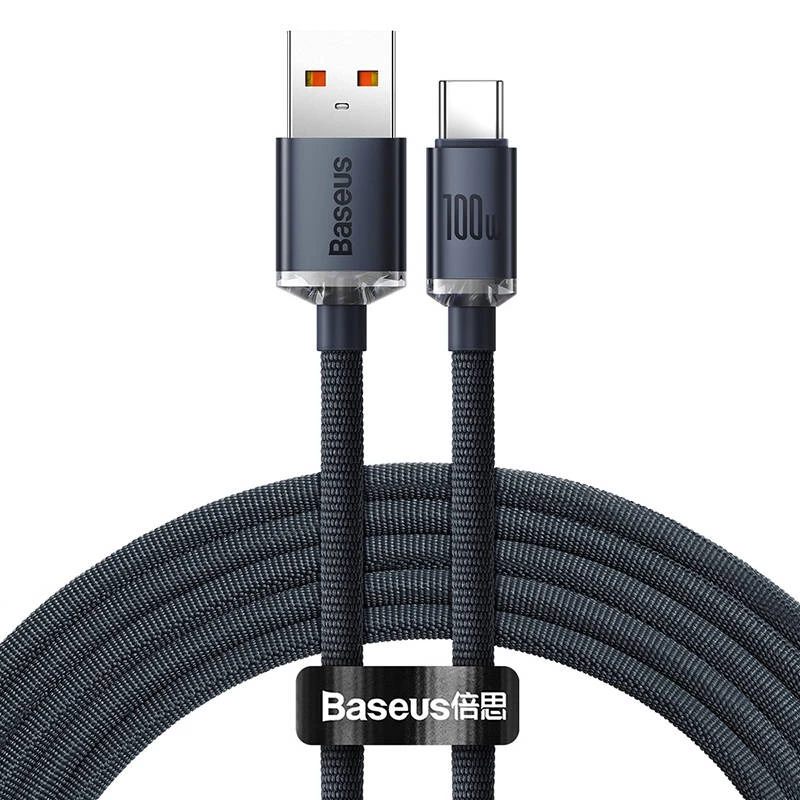 Baseus Crystal Shine kaabel USB–USB-C, 100W, 2m (must)