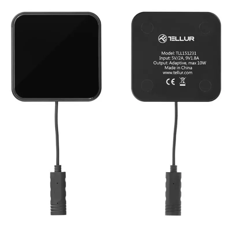 Juhtmevaba laadimisalus Tellur WCP03 10 W Qi-sertifitseeritud karastatud klaas, must