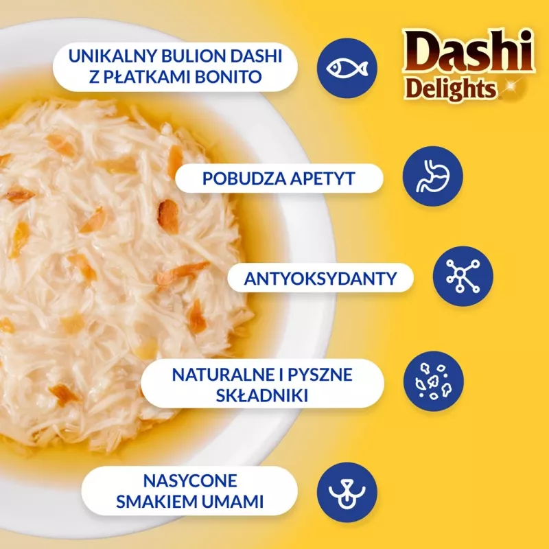 INABA Dashi Delights kana, tuunikala ja lõhe puljong - kassimaius - 70g