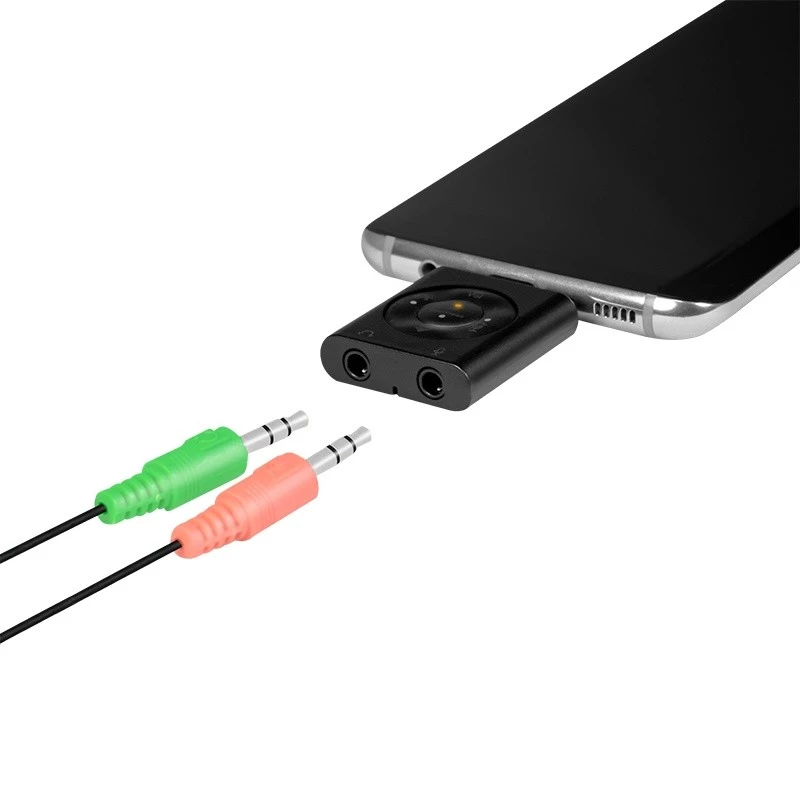 USB3.2 heliadapter USB-C/isas kuni 2x3,5mm/emas 7.1
