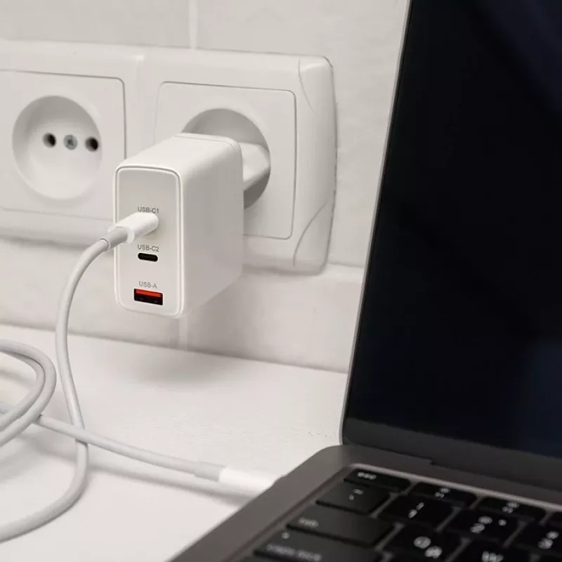 Laadija QOLTEC 100W GaN USB-C Dual PD 5–20V 1.5–5A, 2×USB-C