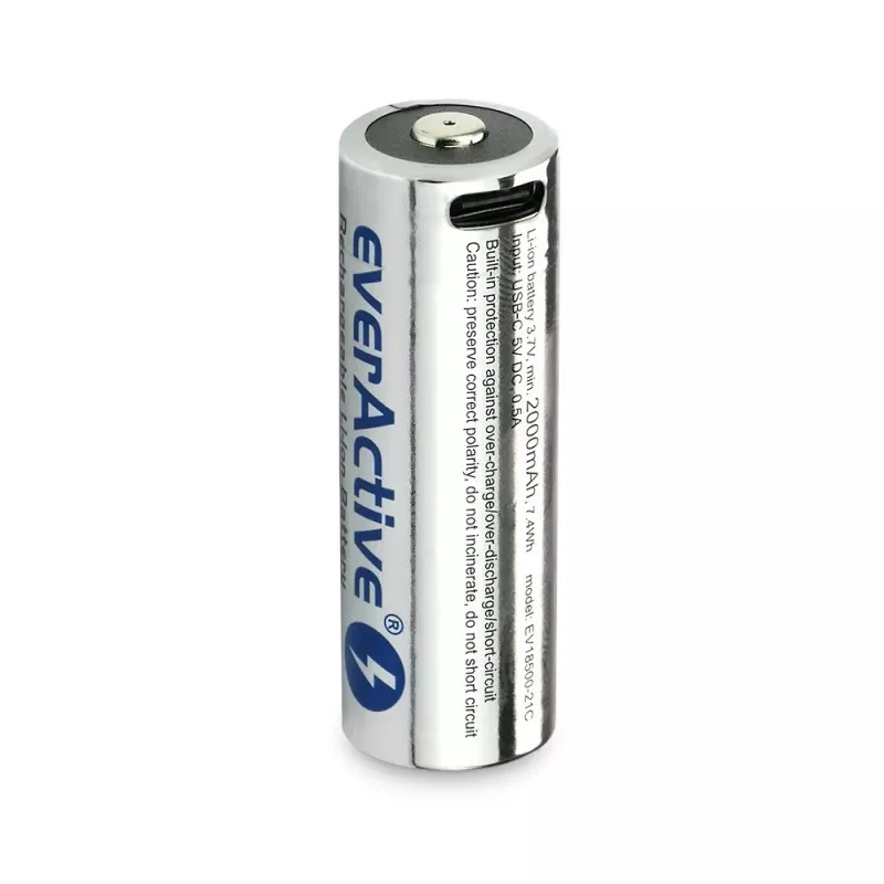 Aku 18500 3,7V Li-ion 2100MAH koos USB-C-ga