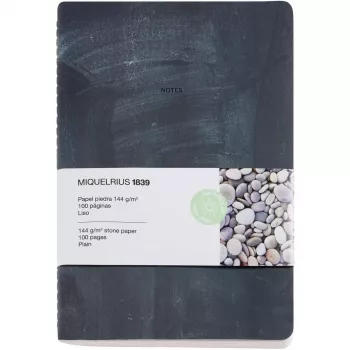 MIQUELRIUS märkmik kivipaber 14,2 x 20,5 tühi, must kõva köide 50 lehekülge (A821990)
