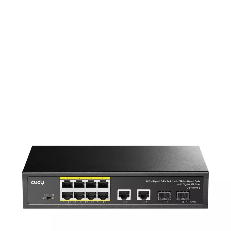 Cudy GS1010PS2 võrgulüliti, haldamata, Gigabit Ethernet (10/100/1000), Power over Ethernet (PoE), must