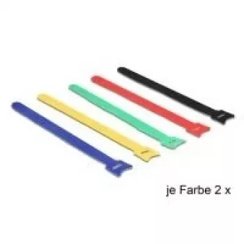 DeLOCK 18636 Kaabliside Nailon Must Sinine Roheline Punane Kollane 240mm 10tk