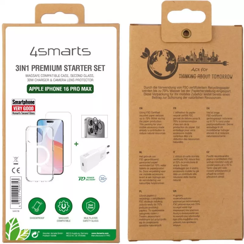 Siselaadija 4smarts 541178 Läbipaistev Valge Kiirlaadimine USB USB-C
