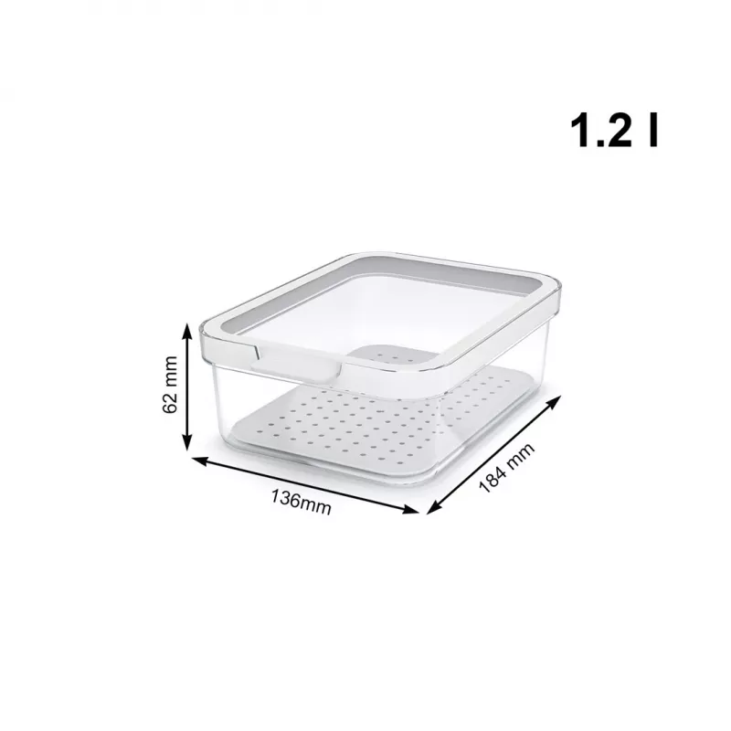 Toidukonteiner rotho 1053201100 Ristkülikukujuline 1,2 L läbipaistev valge, tehnopolümeer, nõudepesumasinakindel
