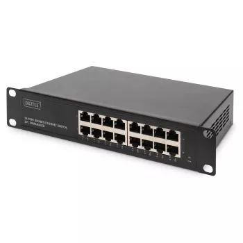 Võrgukommutaator DIGITUS 10-tolline Gigabit Ethernet 16-pordine haldamata (riiulimoodul)