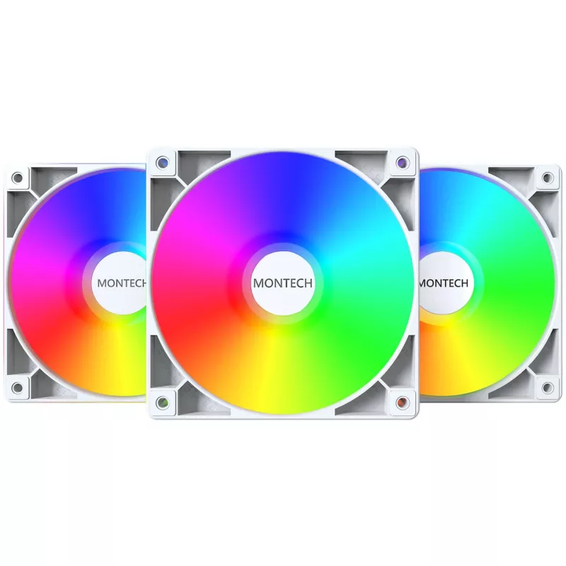 Korpuse ventilaatorikomplekt Montech GF120 PWM ARGB 3-ühes — 120mm PWM ventilaatorid ARGB valgustusega