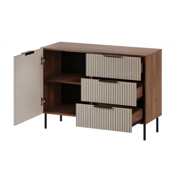 Cama meble ALMERA kummut 104x42x75 cm, pähkel/kašmiir, 3 sahtlit, puitlaastplaat