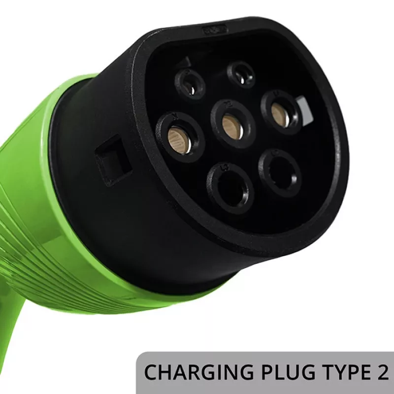 Elektriauto laadija QOLTEC Mobile EV 2in1 Type2 11 kW 400 V Wi‑Fi TUYA SMART LIFE LCD kaasaskantav seinalaadija 5 m kaabel