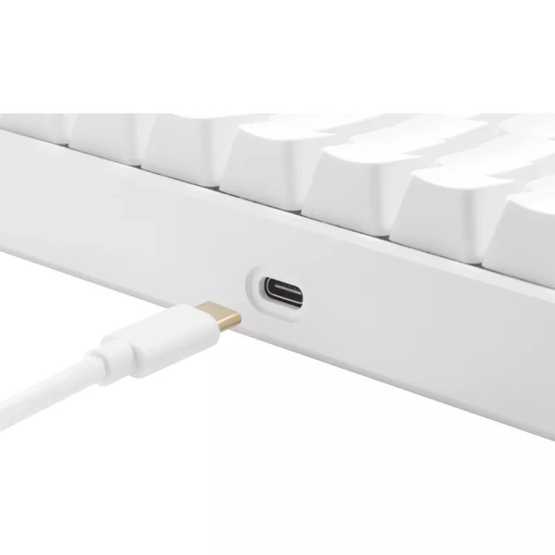 Deltaco GAM-100-W-DE. Tastatur Formfaktor: 65%. Tastatur-Stil: Gerade. Geräteschnittstelle: USB + Bluetooth, Tastatur-Key Switch: Mechanischer Switch,