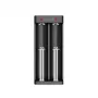 XTAR kahepesaline Li-ioon akulaadija 18650 elementidele, USB-C sisend, 2 pesa, must, LED-indikaatorid