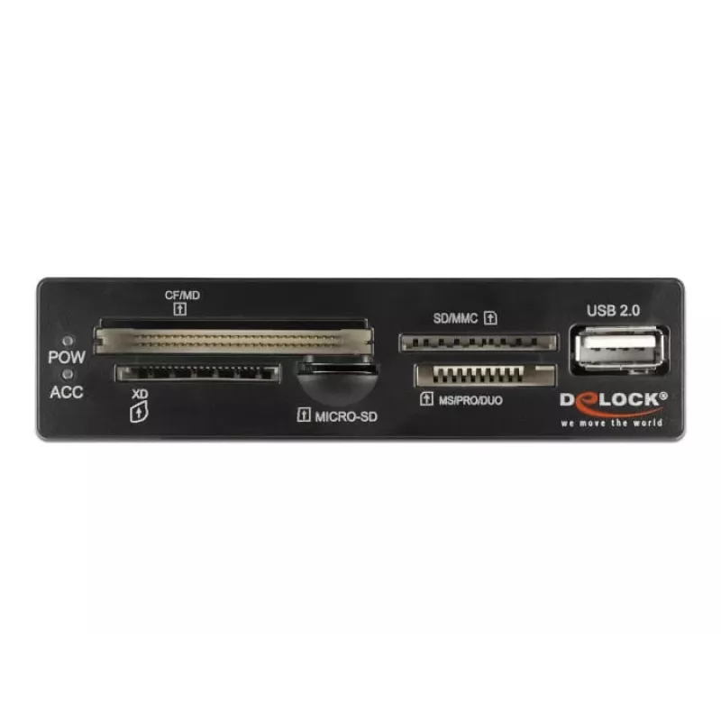 DeLOCK 91708 kaardilugeja USB 2.0 sisemine must hall CF SD MicroSD