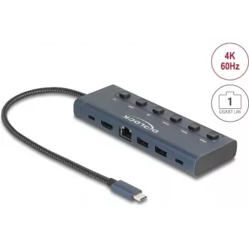 DeLOCK 92000 USB USB-C jaotur 5000 Mbit/s HDMI RJ-45 USB 3.2