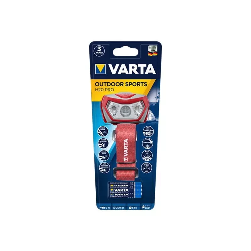 Peavoolupatarei Varta Outdoor Sports H20 Pro hall punane