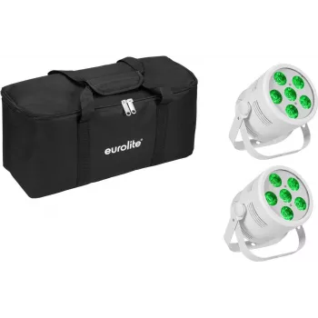 LED Par Light EUROLITE Silent Par 6 QCL Floor 2x with Soft-Bag — kompaktne põrandale paigaldatav QCL LED-parvalgusti, 2 ühikut, transpordikott