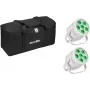 LED Par Light EUROLITE Silent Par 6 QCL Floor 2x with Soft-Bag — kompaktne põrandale paigaldatav QCL LED-parvalgusti, 2 ühikut, transpordikott
