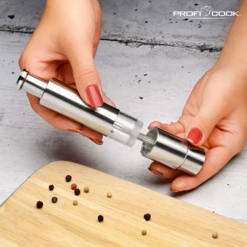 ProfiCook PC-PSM 1160 soola- ja pipraveski komplekt, roostevaba teras, läbipaistev