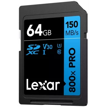 SDXC-välkmälu Lexar 64 GB UHS-I 800xPRO — Klass 10, U3, V30, 150 MB/s