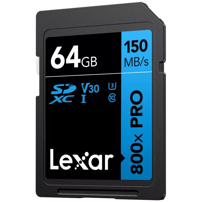 SDXC-välkmälu Lexar 64 GB UHS-I 800xPRO — Klass 10, U3, V30, 150 MB/s