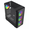 Arvutikorpus SAVIO Noctis Flow RGB — Kuubik, ATX/Mini-ITX, 3x 120 mm esiventilaatorit, karastatud klaasist külg, max GPU 35 cm